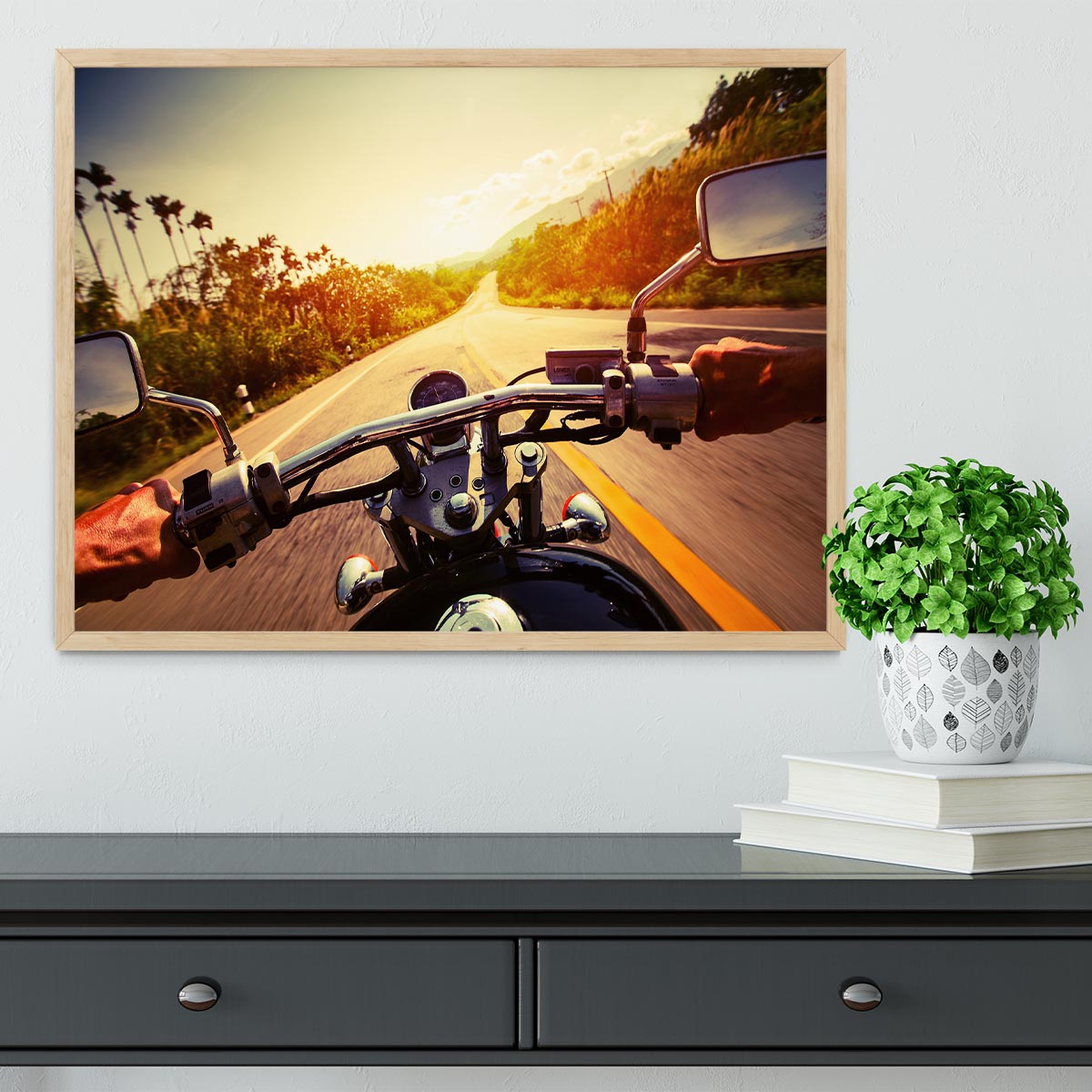 Driver riding motorbike Framed Print - Canvas Art Rocks - 4