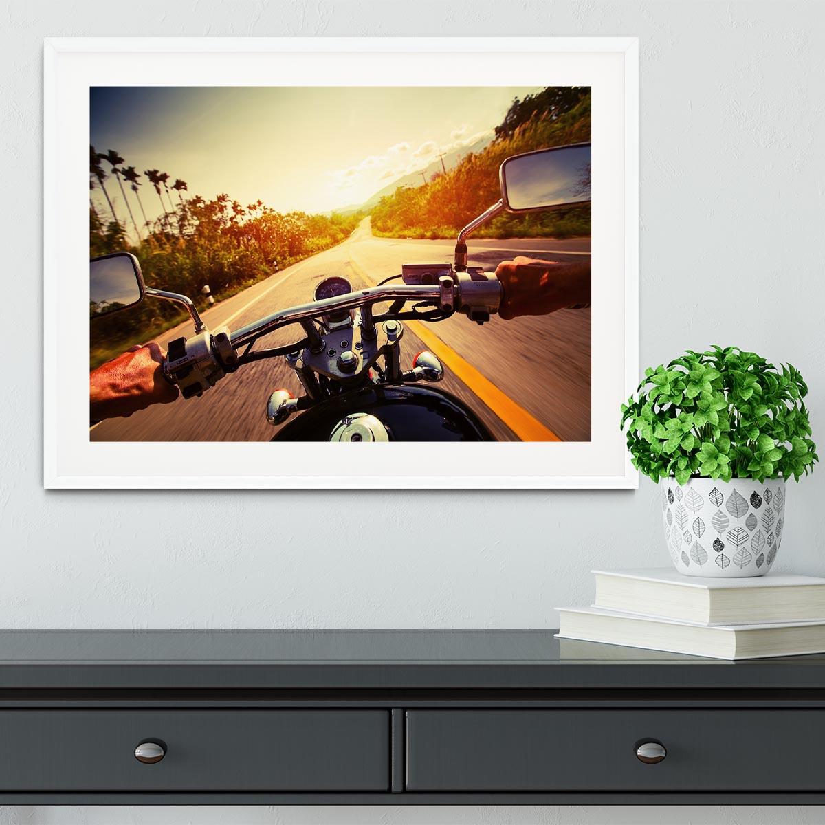 Driver riding motorbike Framed Print - Canvas Art Rocks - 5
