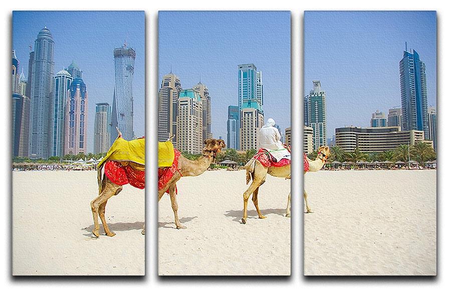 Dubai Camel on the town scape backround 3 Split Panel Canvas Print - Canvas Art Rocks - 1