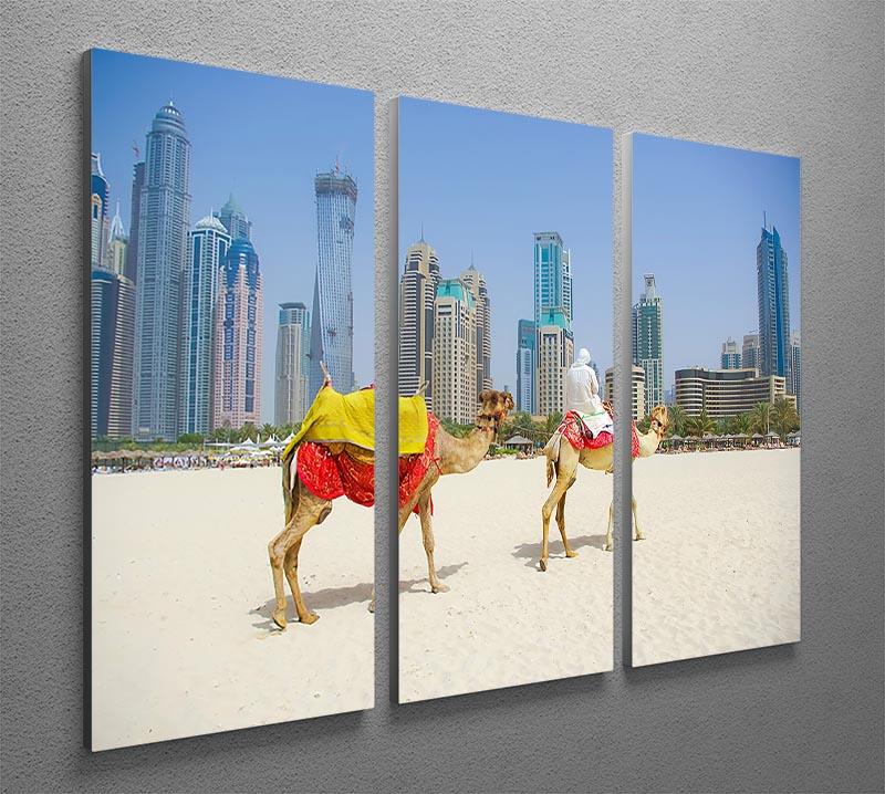 Dubai Camel on the town scape backround 3 Split Panel Canvas Print - Canvas Art Rocks - 2