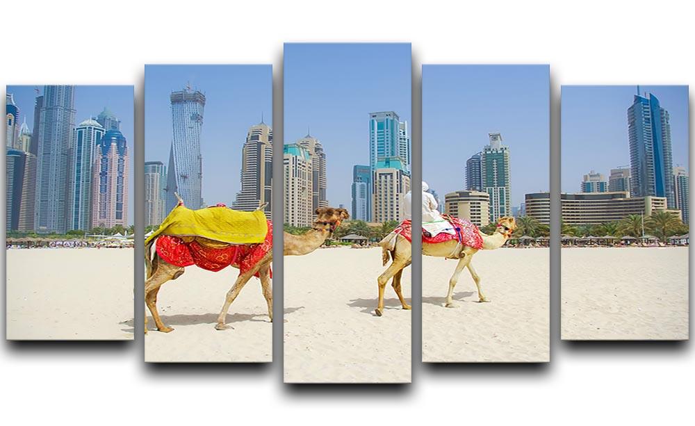Dubai Camel on the town scape backround 5 Split Panel Canvas  - Canvas Art Rocks - 1