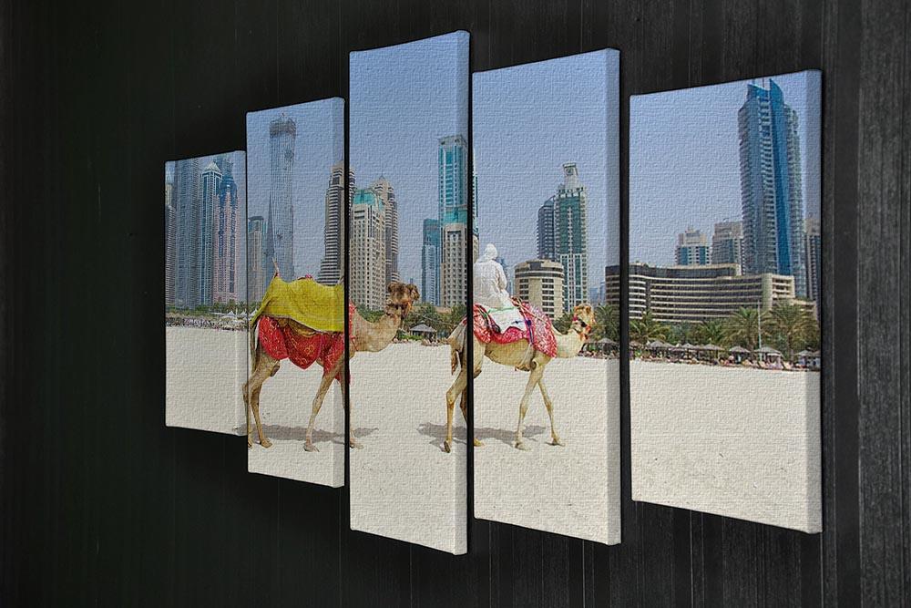 Dubai Camel on the town scape backround 5 Split Panel Canvas  - Canvas Art Rocks - 2