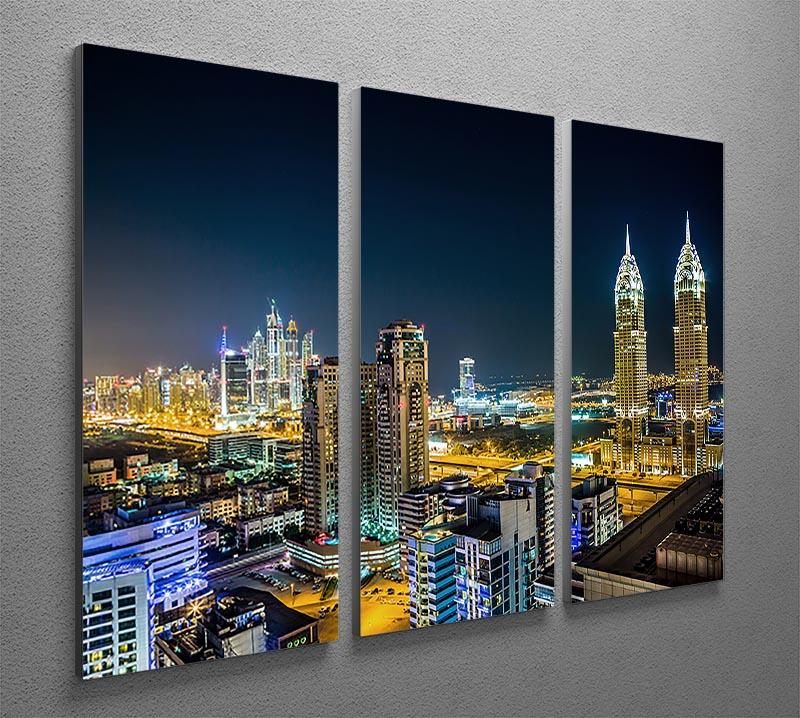 Dubai downtown night scene 3 Split Panel Canvas Print - Canvas Art Rocks - 2