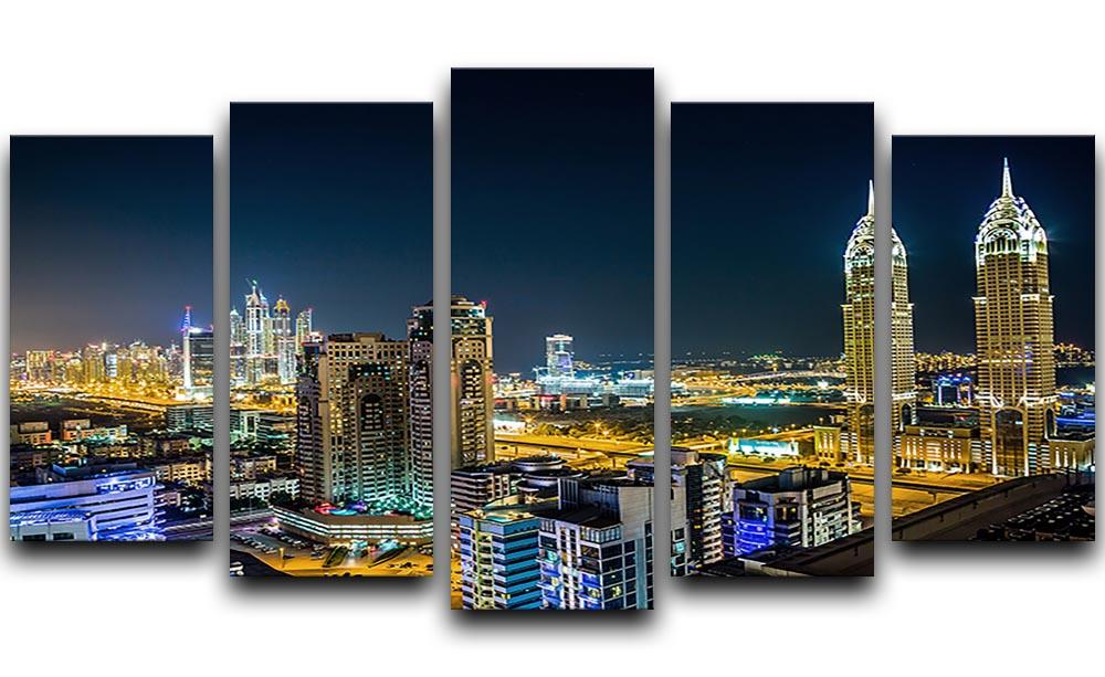 Dubai downtown night scene 5 Split Panel Canvas  - Canvas Art Rocks - 1