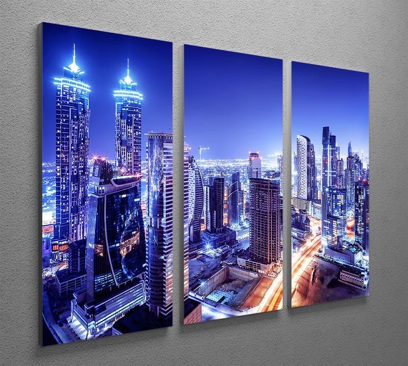 Dubai downtown night scene UAE 3 Split Panel Canvas Print - Canvas Art Rocks - 2