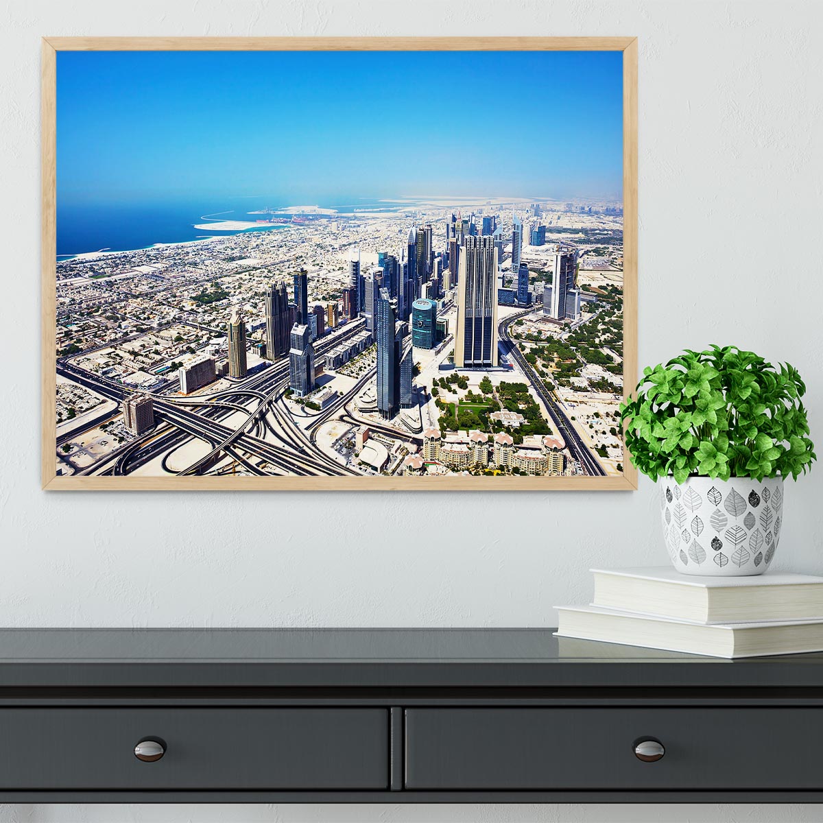 Dubai downtown top view Framed Print - Canvas Art Rocks - 4