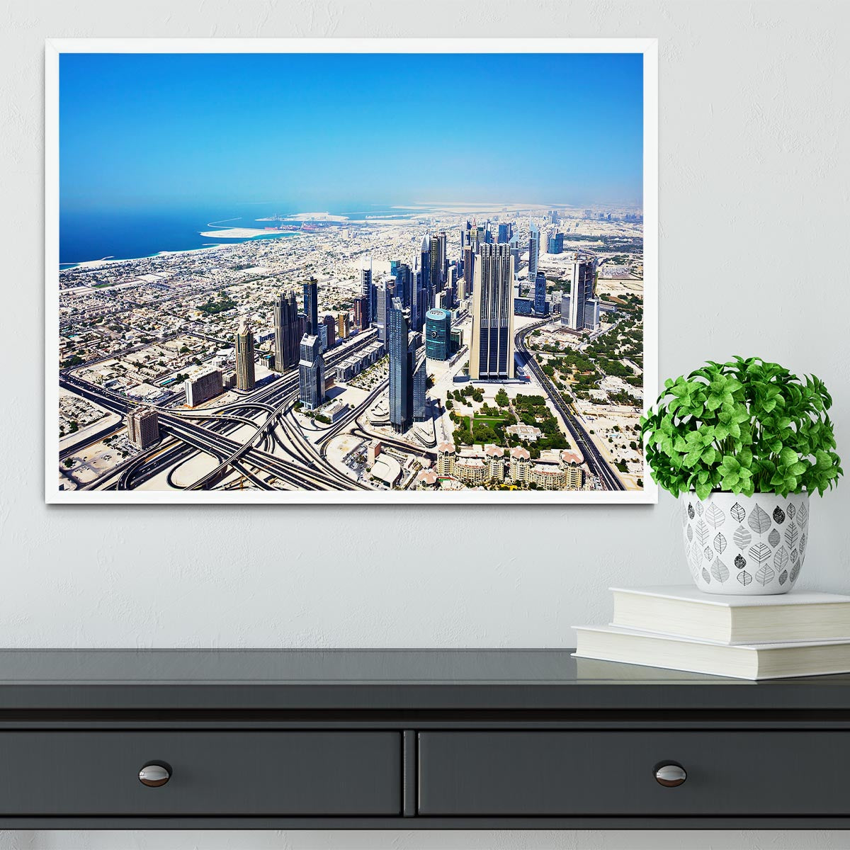 Dubai downtown top view Framed Print - Canvas Art Rocks -6