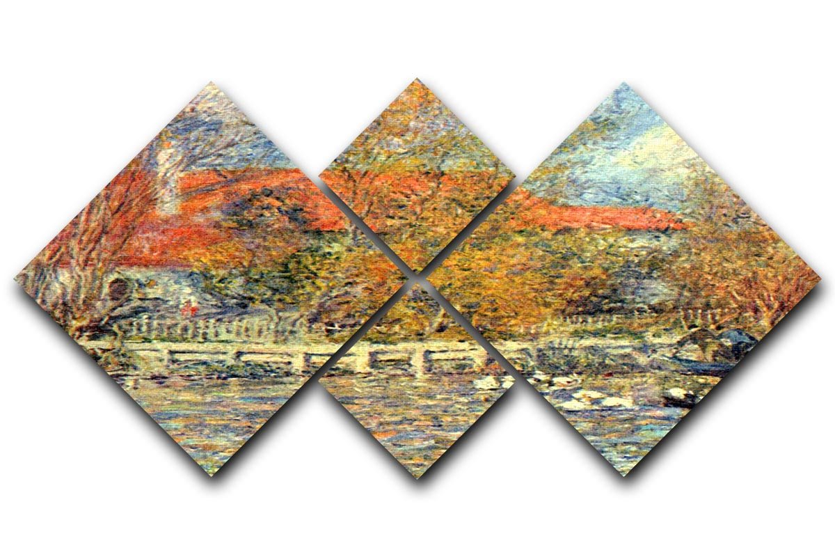 Duck pond by Renoir 4 Square Multi Panel Canvas  - Canvas Art Rocks - 1