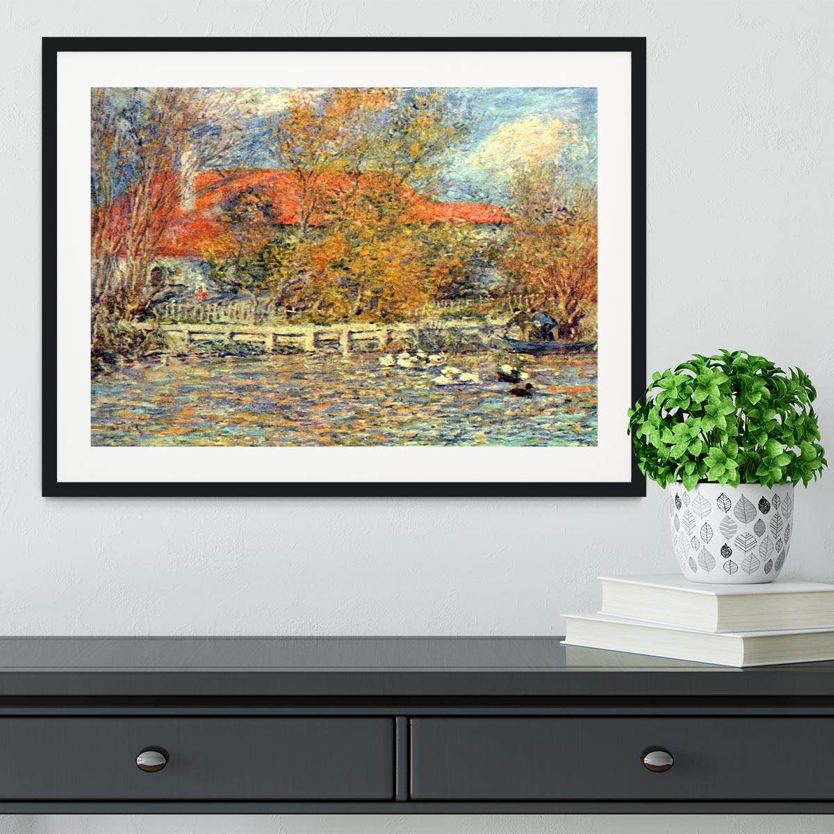 Duck pond by Renoir Framed Print - Canvas Art Rocks - 1