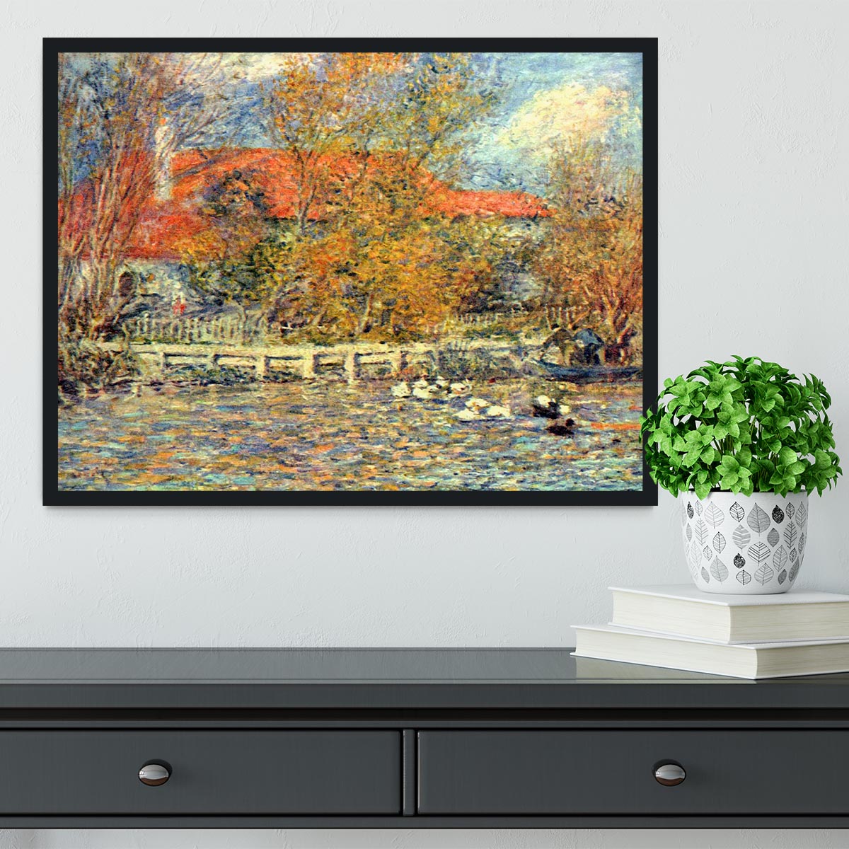 Duck pond by Renoir Framed Print - Canvas Art Rocks - 2