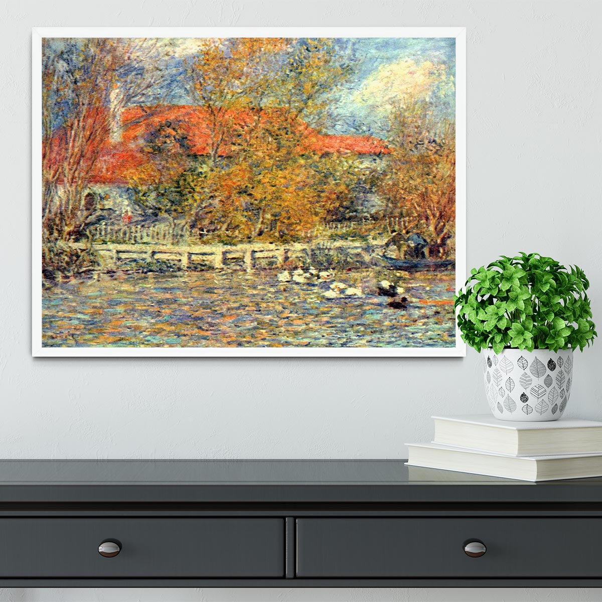 Duck pond by Renoir Framed Print - Canvas Art Rocks -6