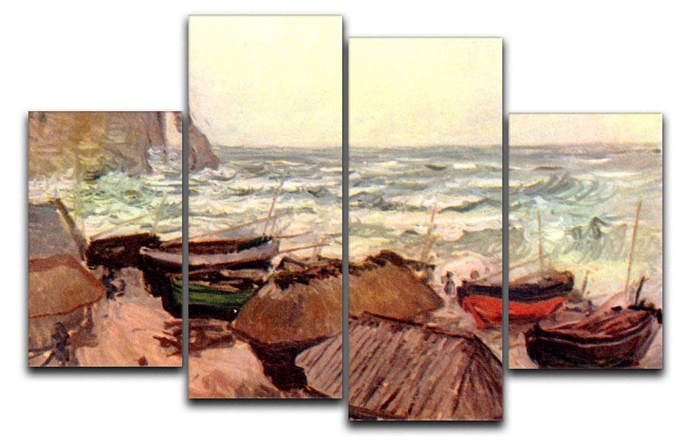 Durchbrochener rock at Etretat by Monet 4 Split Panel Canvas  - Canvas Art Rocks - 1