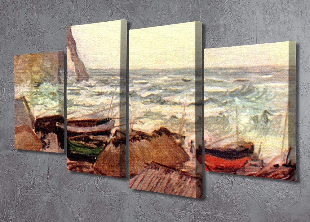 Durchbrochener rock at Etretat by Monet 4 Split Panel Canvas - Canvas Art Rocks - 2