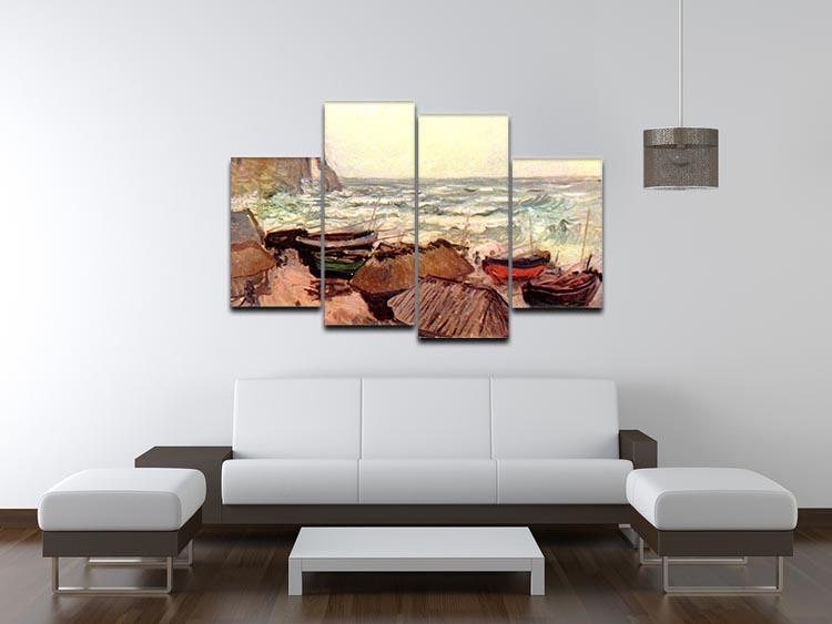 Durchbrochener rock at Etretat by Monet 4 Split Panel Canvas - Canvas Art Rocks - 3