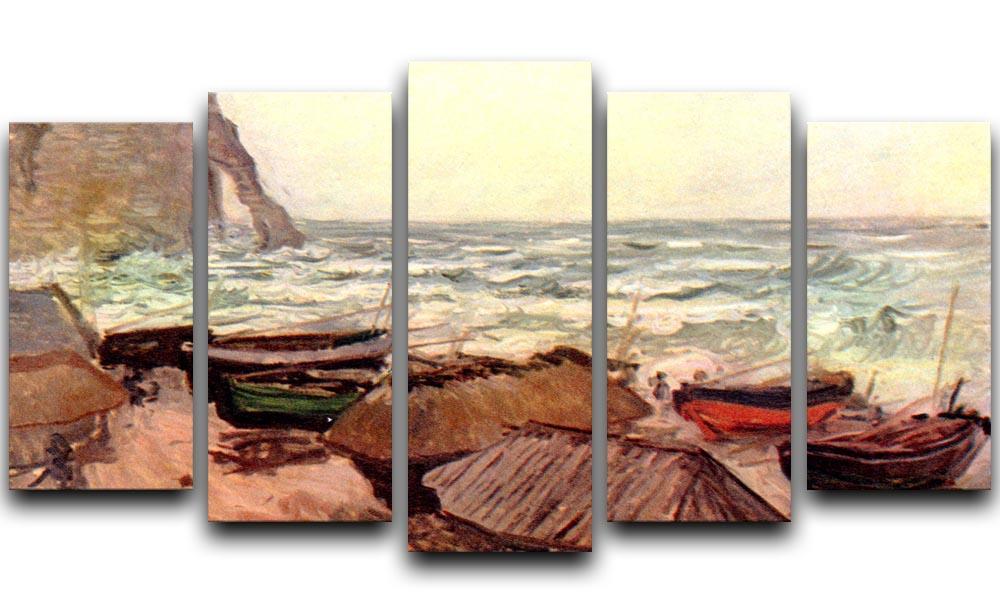 Durchbrochener rock at Etretat by Monet 5 Split Panel Canvas  - Canvas Art Rocks - 1