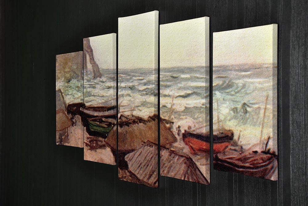 Durchbrochener rock at Etretat by Monet 5 Split Panel Canvas - Canvas Art Rocks - 2