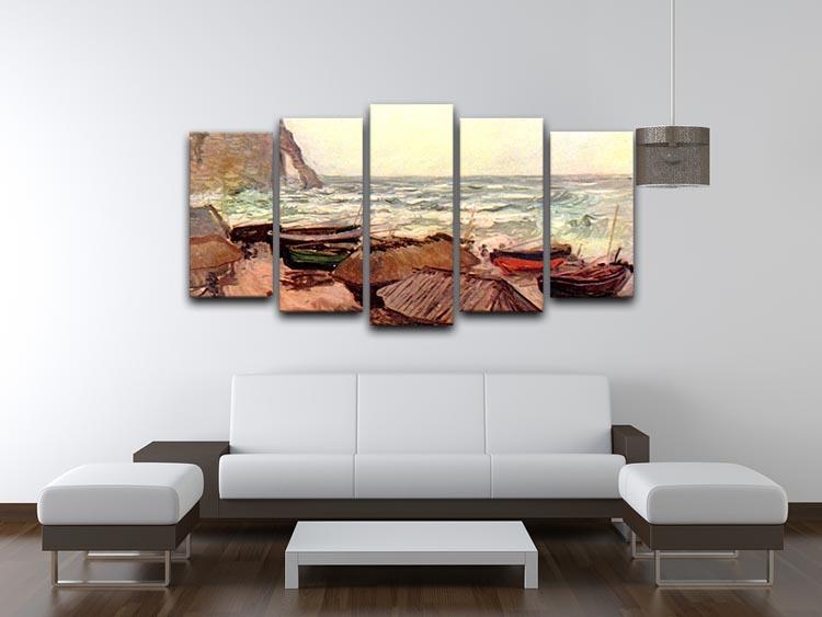 Durchbrochener rock at Etretat by Monet 5 Split Panel Canvas - Canvas Art Rocks - 3