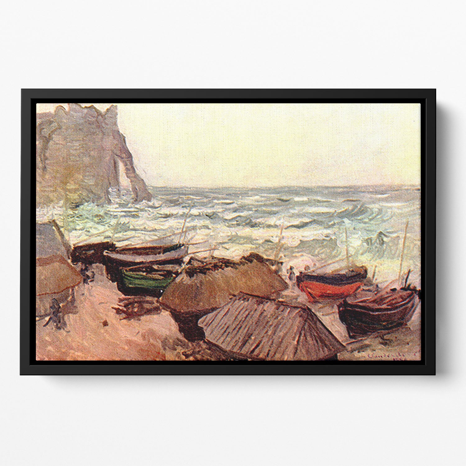 Durchbrochener rock at Etretat by Monet Floating Framed Canvas