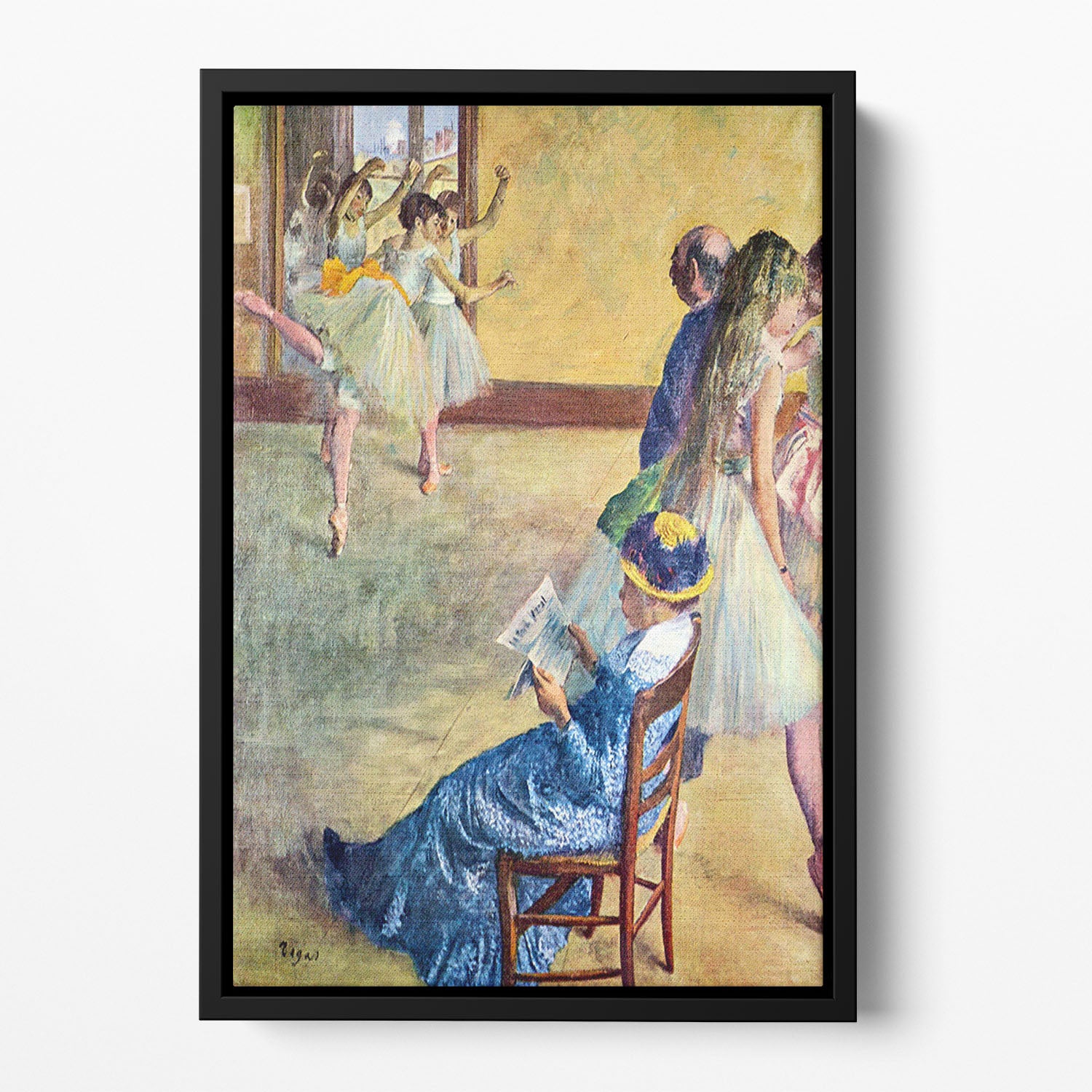 During the dance lessons Madame Cardinal by Degas Floating Framed Canvas