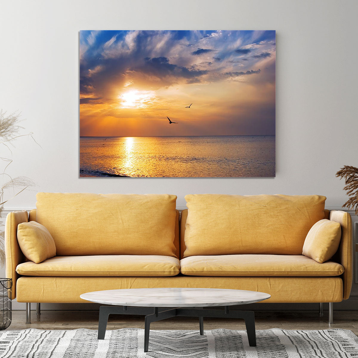 Early morning sunrise over the sea and a birds Canvas Print or Poster - Canvas Art Rocks - 4