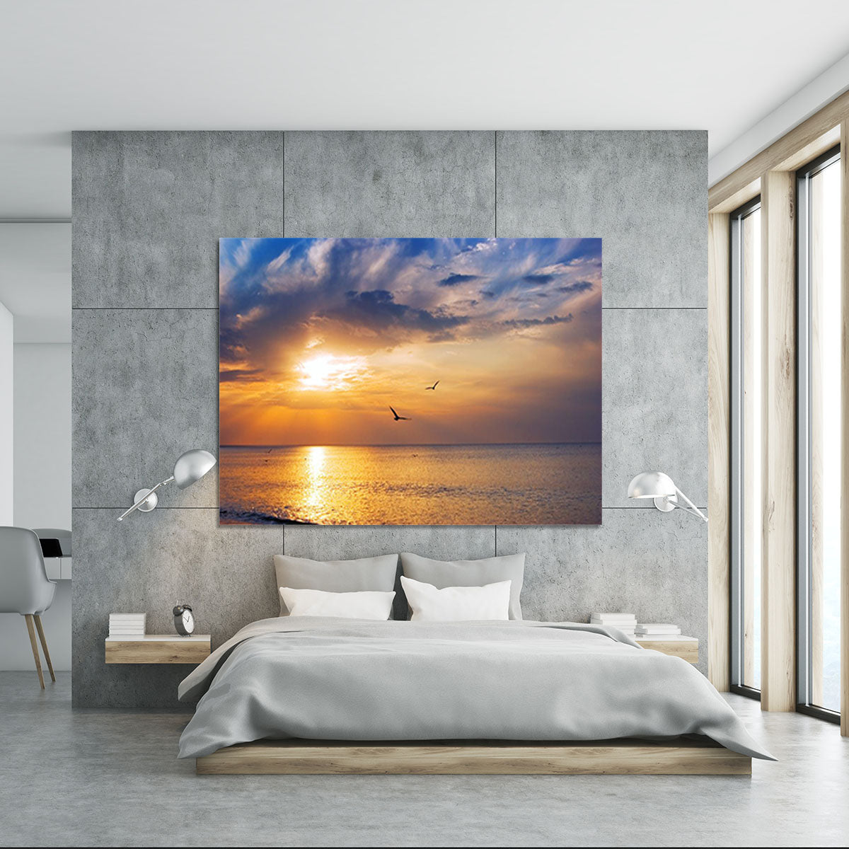 Early morning sunrise over the sea and a birds Canvas Print or Poster - Canvas Art Rocks - 5