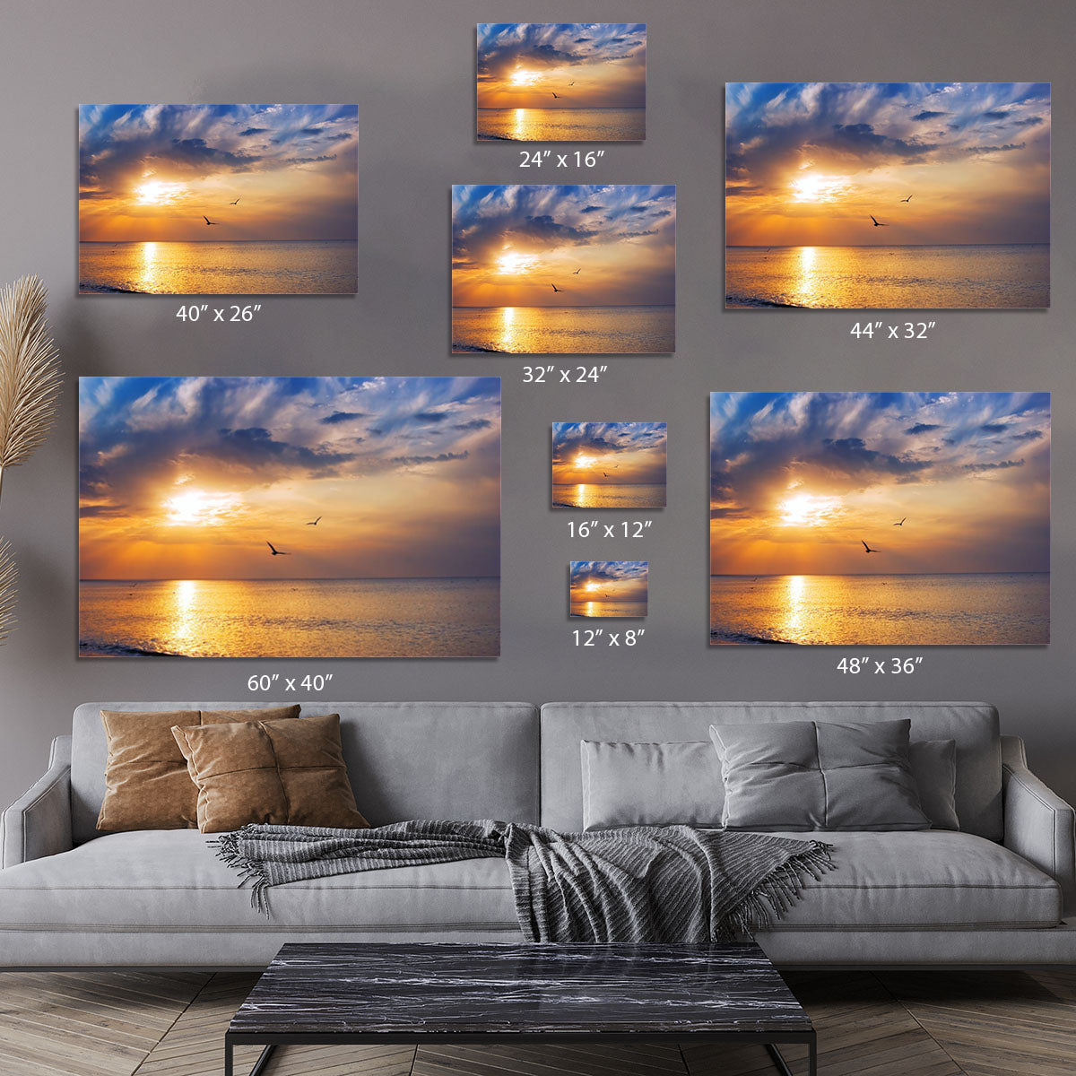 Early morning sunrise over the sea and a birds Canvas Print or Poster - Canvas Art Rocks - 7