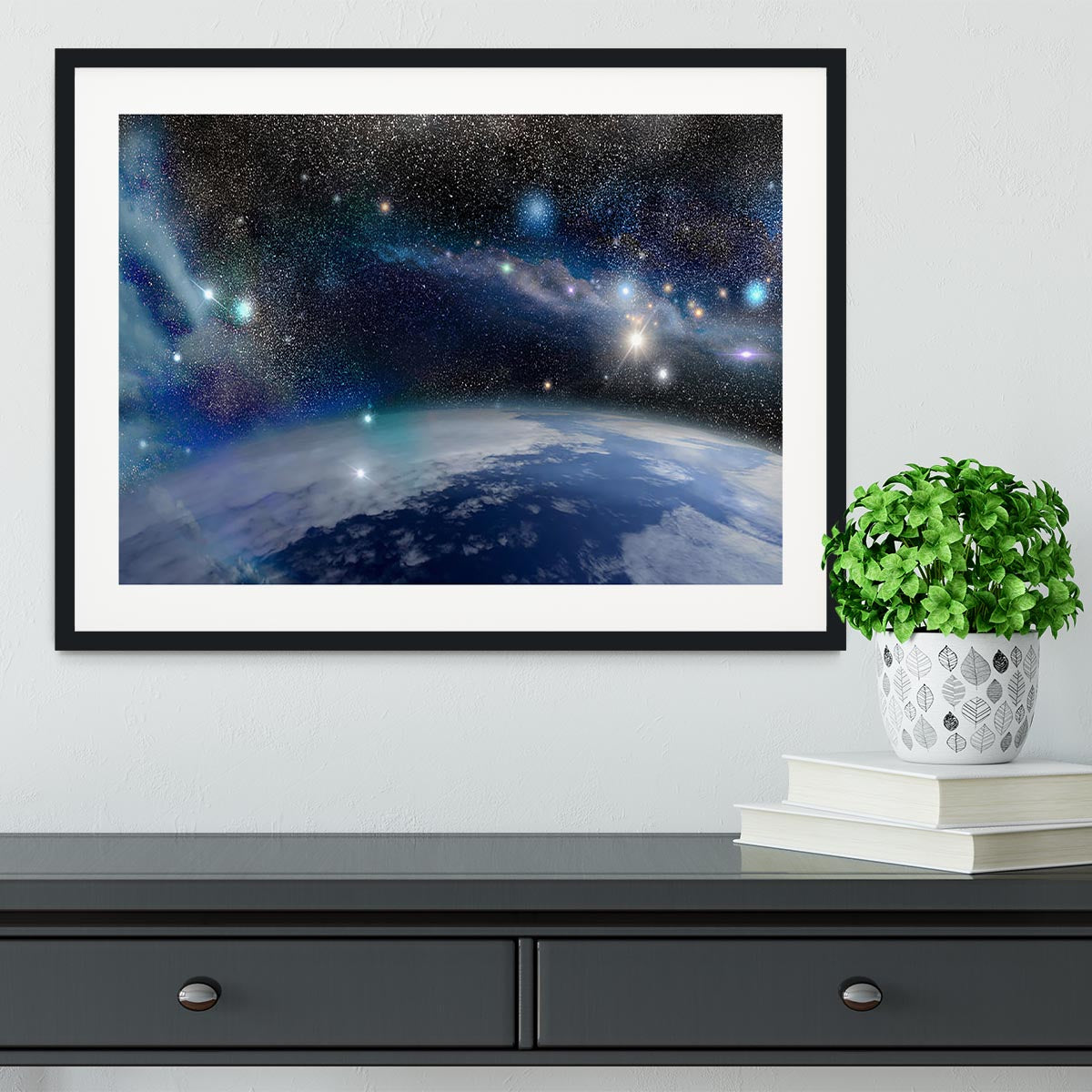 Earth in a Cosmic Cloud Framed Print - Canvas Art Rocks - 1
