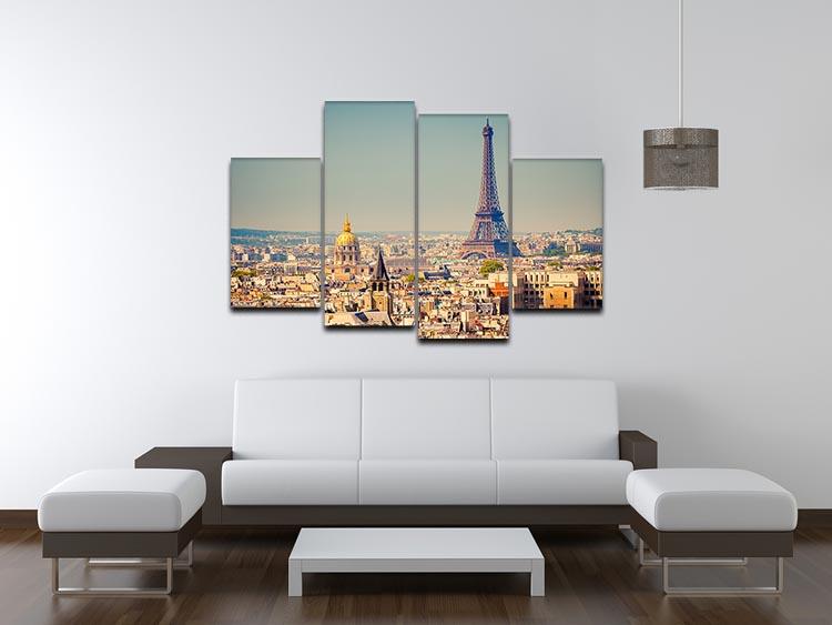 Eiffel Tower Sunny Day 4 Split Panel Canvas  - Canvas Art Rocks - 3