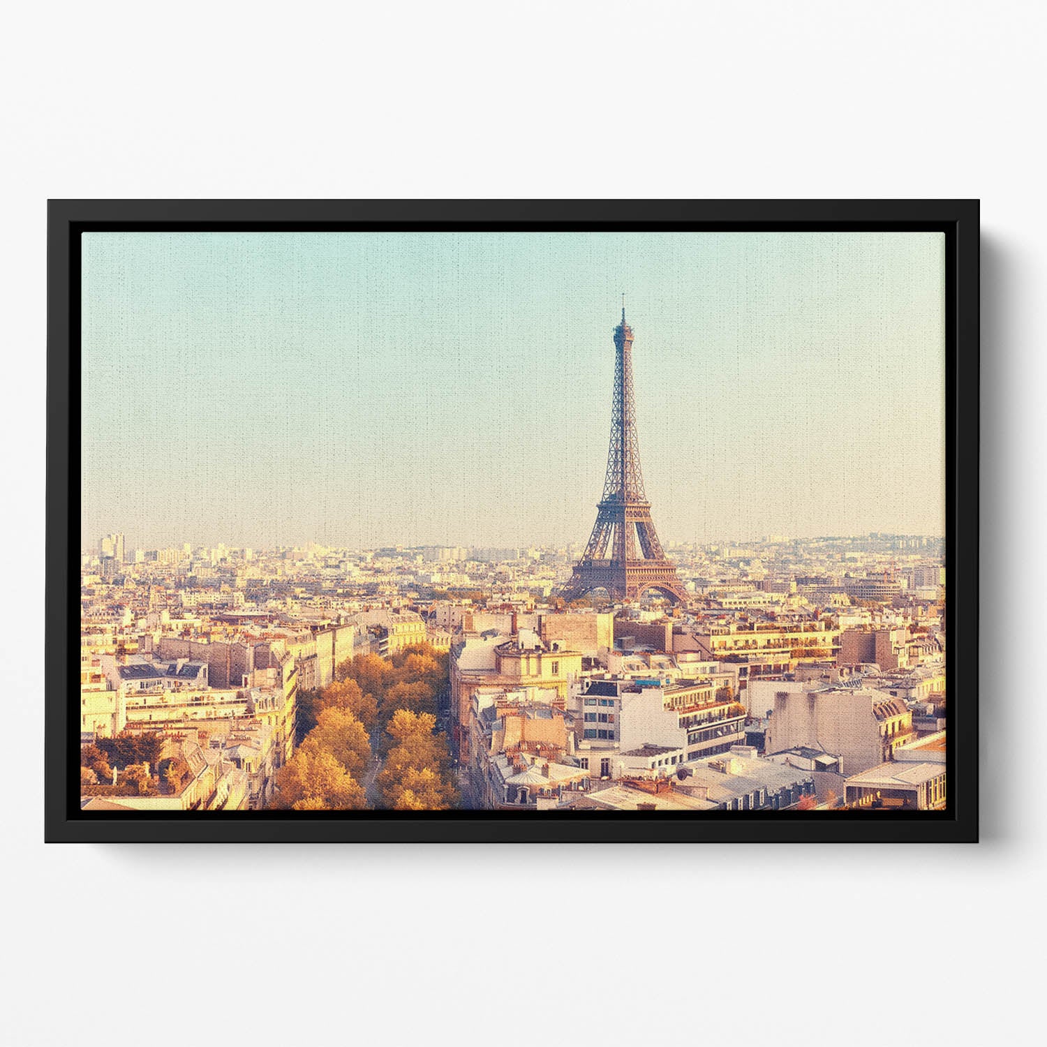 Eiffel tower at sunset Floating Framed Canvas