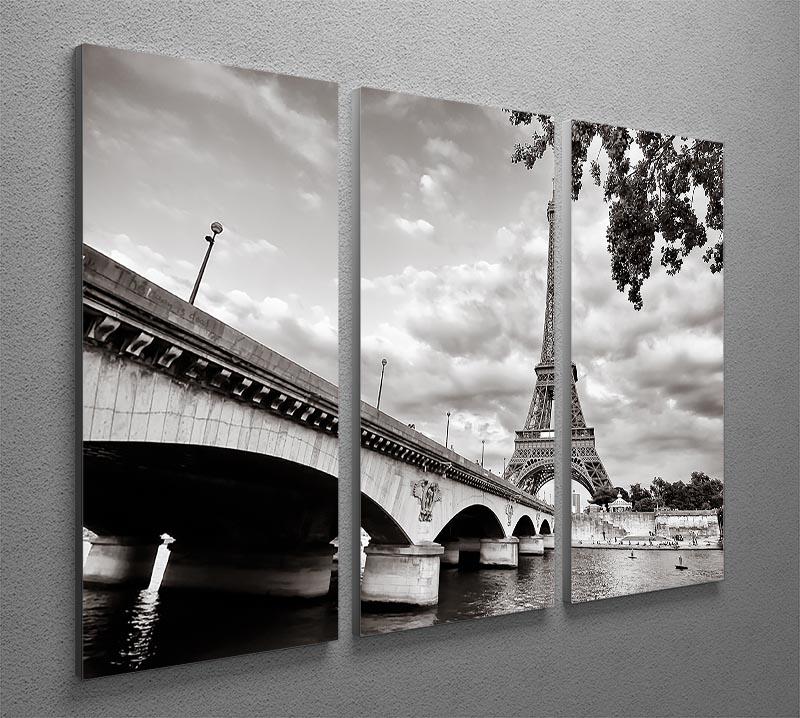 Eiffel tower view from Seine river 3 Split Panel Canvas Print - Canvas Art Rocks - 2