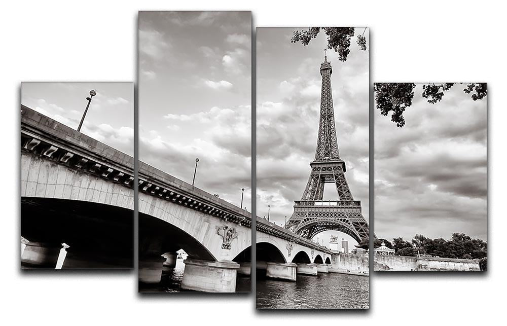 Eiffel tower view from Seine river 4 Split Panel Canvas  - Canvas Art Rocks - 1