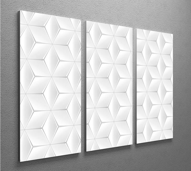 Elegant White Geometric Background 3 Split Panel Canvas Print - Canvas Art Rocks - 2
