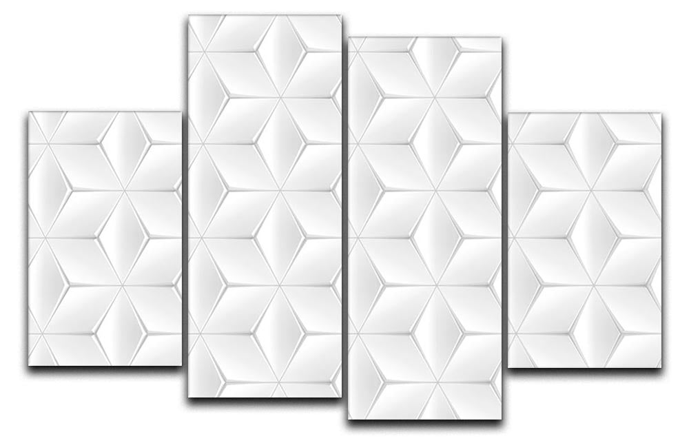 Elegant White Geometric Background 4 Split Panel Canvas - Canvas Art Rocks - 1