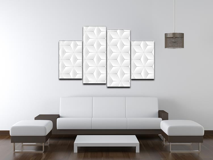 Elegant White Geometric Background 4 Split Panel Canvas - Canvas Art Rocks - 3