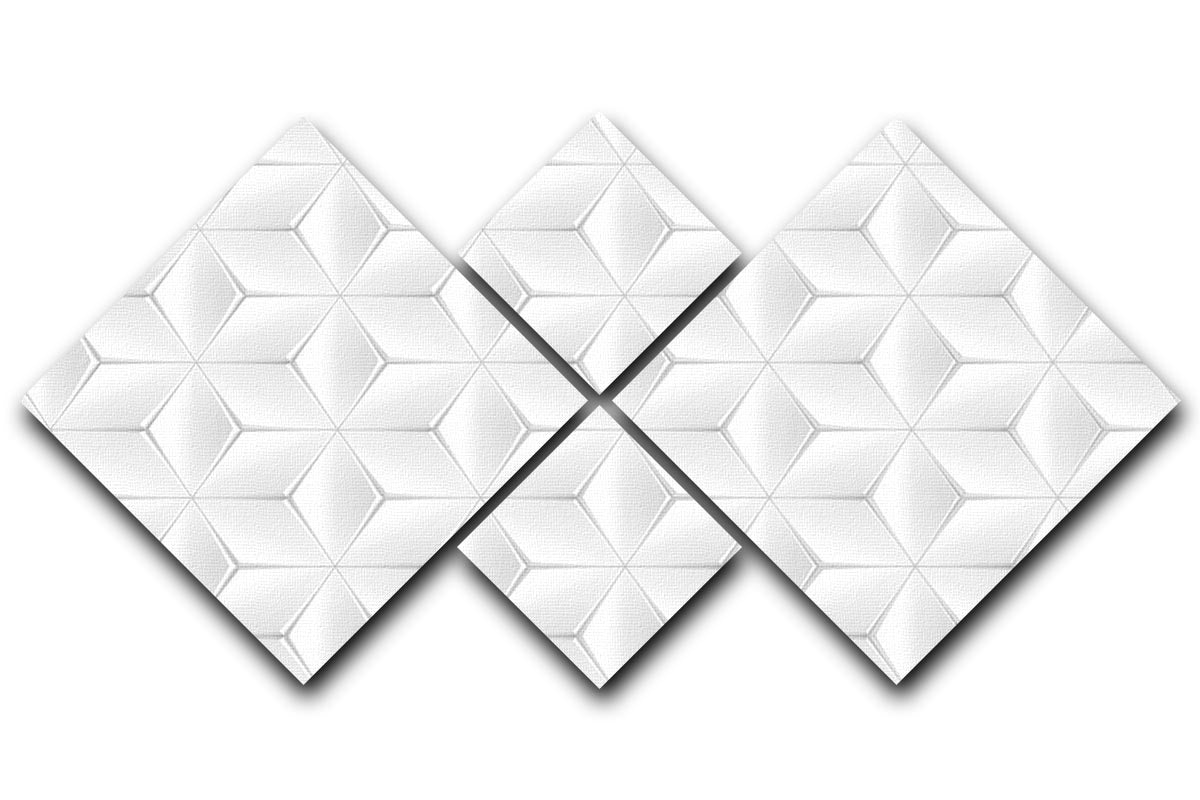 Elegant White Geometric Background 4 Square Multi Panel Canvas - Canvas Art Rocks - 1