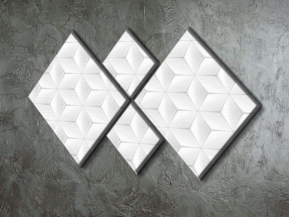 Elegant White Geometric Background 4 Square Multi Panel Canvas - Canvas Art Rocks - 2