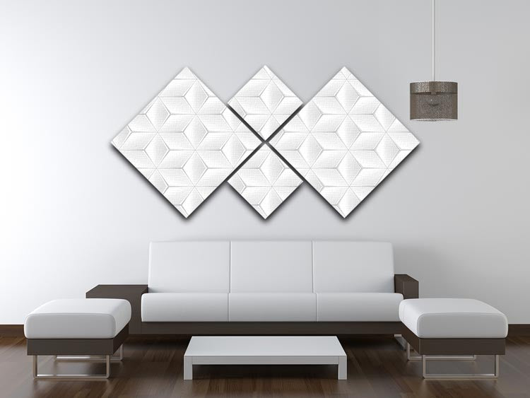 Elegant White Geometric Background 4 Square Multi Panel Canvas - Canvas Art Rocks - 3