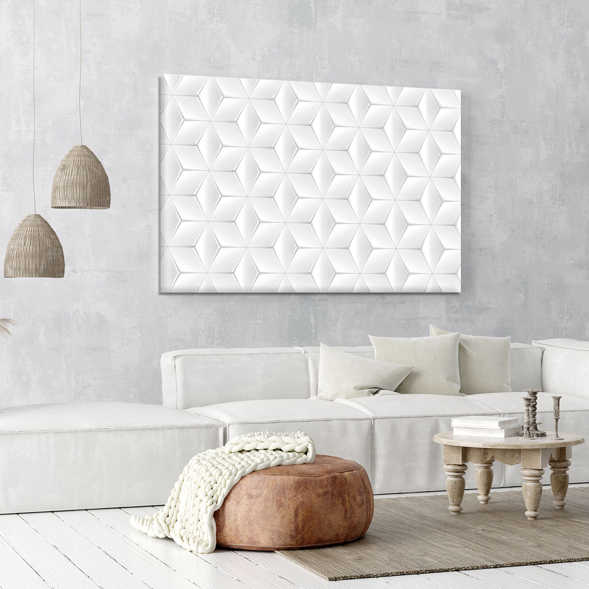 Elegant White Geometric Background Canvas Print or Poster - Canvas Art Rocks - 6