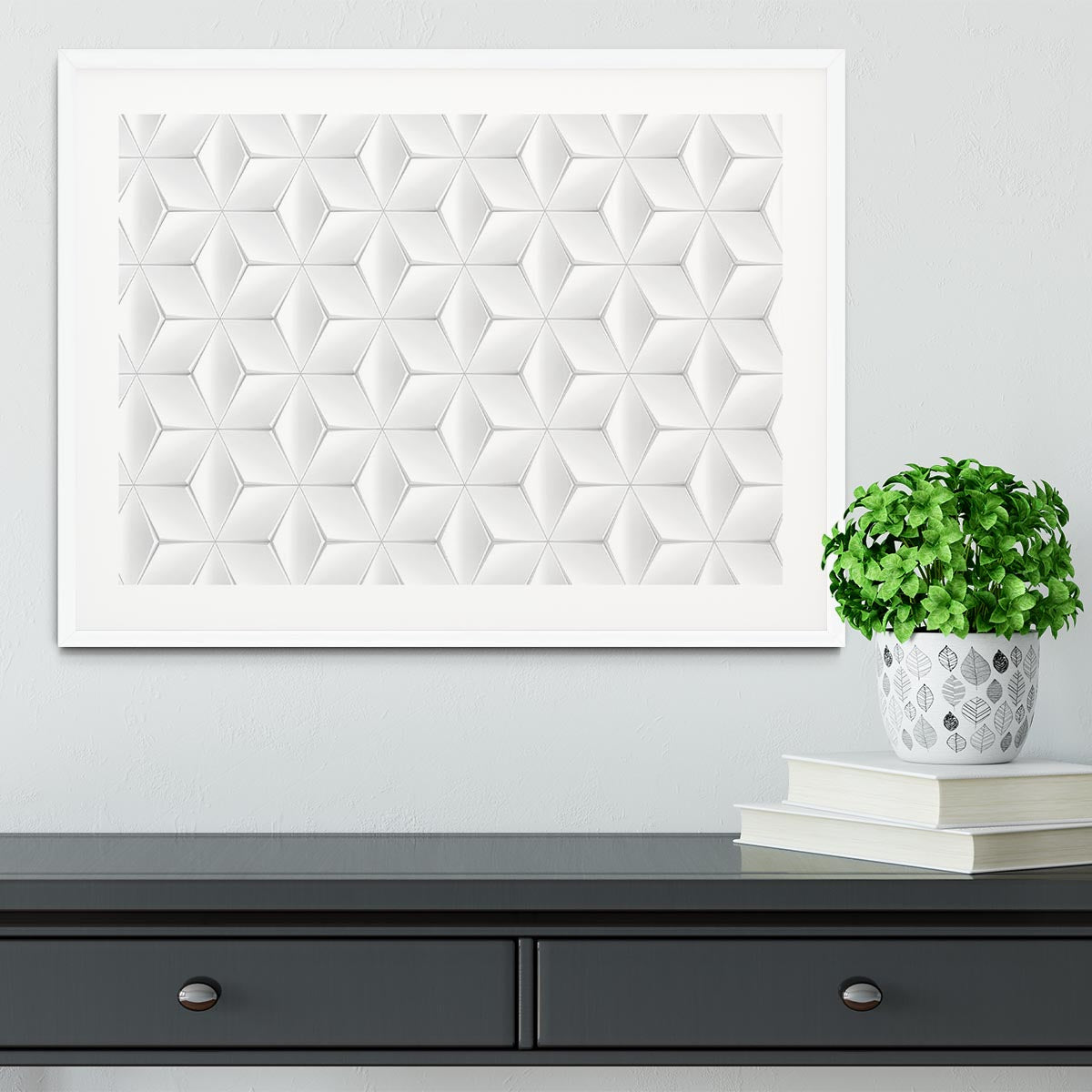 Elegant White Geometric Background Framed Print - Canvas Art Rocks - 5