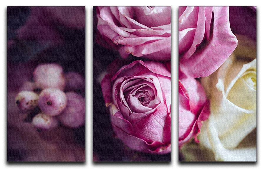 Elegant bouquet of pink and white roses 3 Split Panel Canvas Print - Canvas Art Rocks - 1