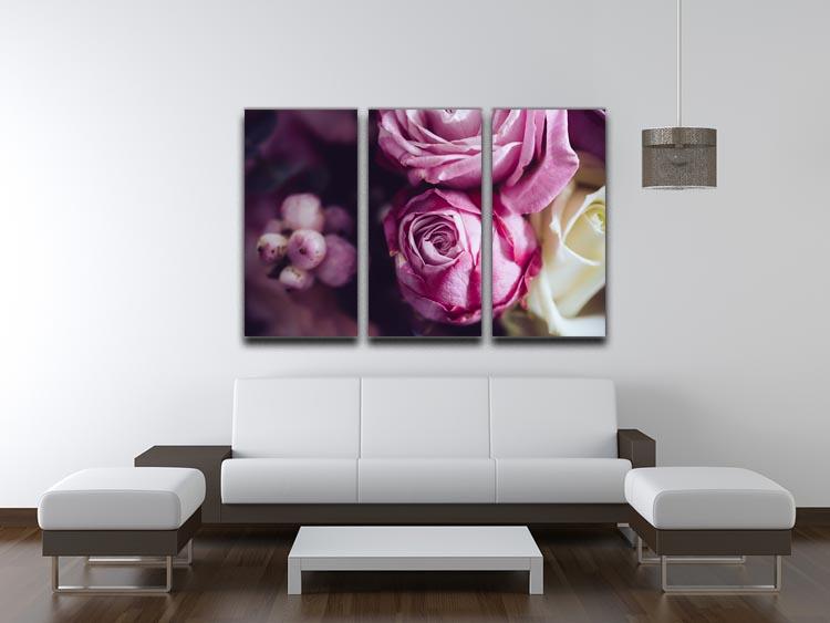 Elegant bouquet of pink and white roses 3 Split Panel Canvas Print - Canvas Art Rocks - 3