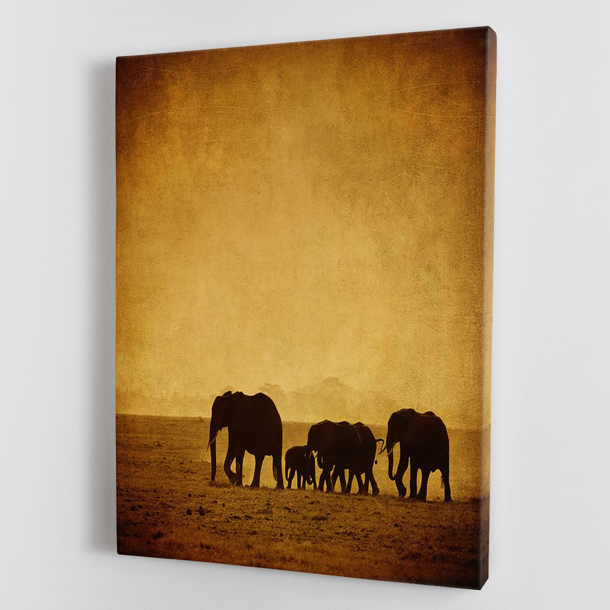 Elephants family amboseli kenya Canvas Print or Poster - Canvas Art Rocks - 1