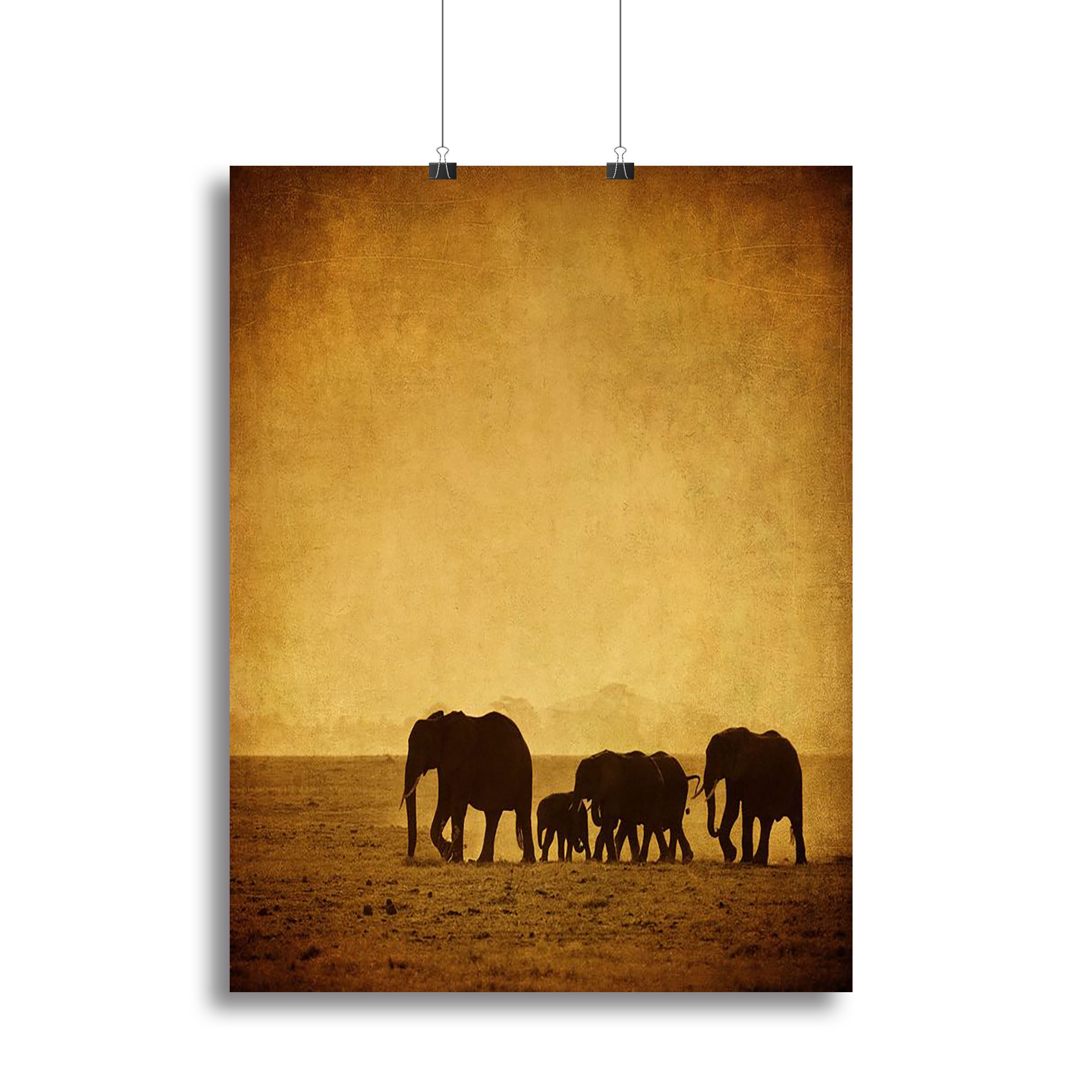 Elephants family amboseli kenya Canvas Print or Poster - Canvas Art Rocks - 2