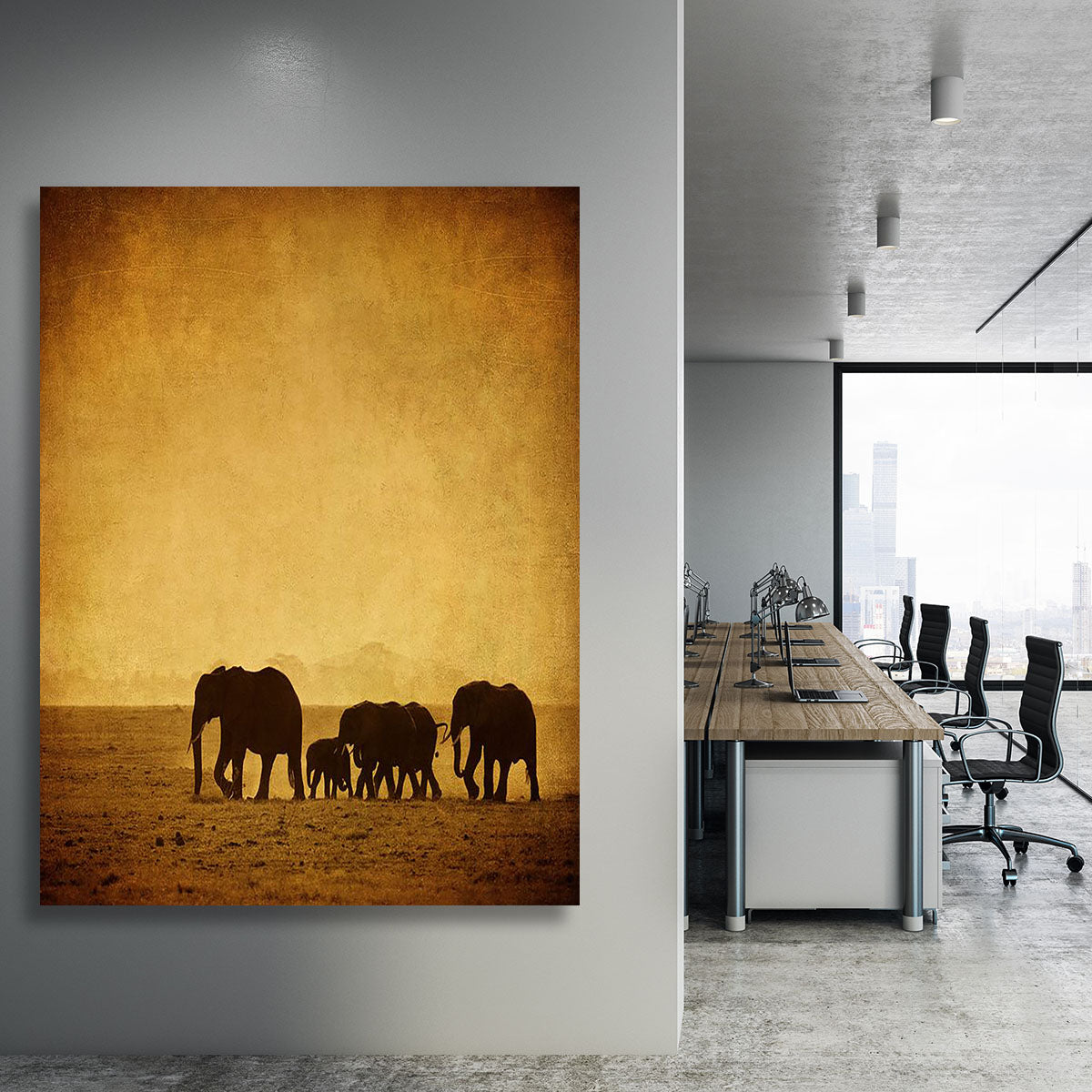 Elephants family amboseli kenya Canvas Print or Poster - Canvas Art Rocks - 3