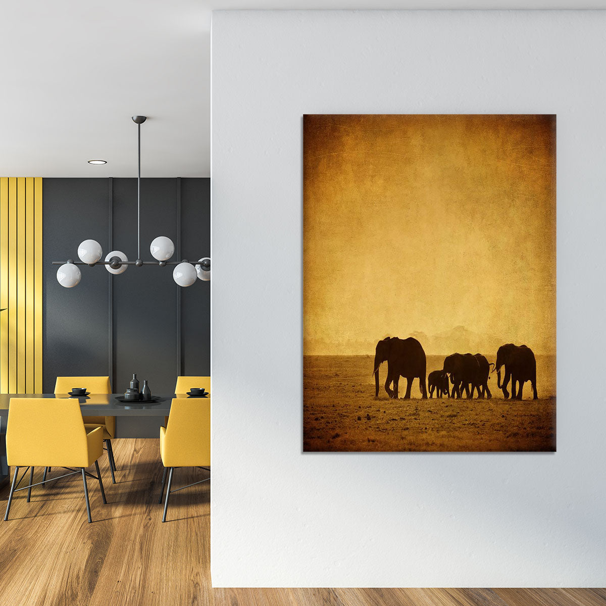 Elephants family amboseli kenya Canvas Print or Poster - Canvas Art Rocks - 4