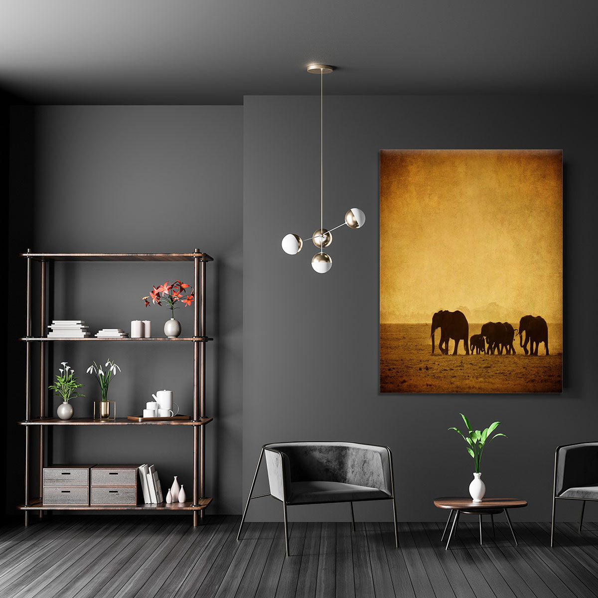 Elephants family amboseli kenya Canvas Print or Poster - Canvas Art Rocks - 5