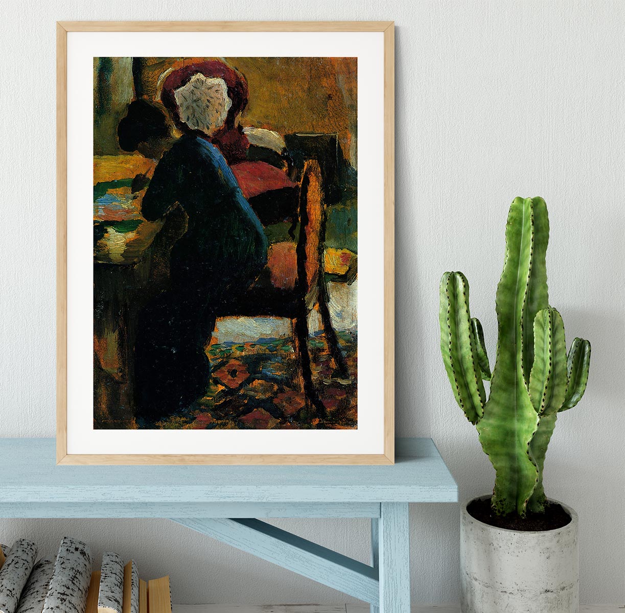 Elisabeth at the desk by Macke Framed Print - Canvas Art Rocks - 3