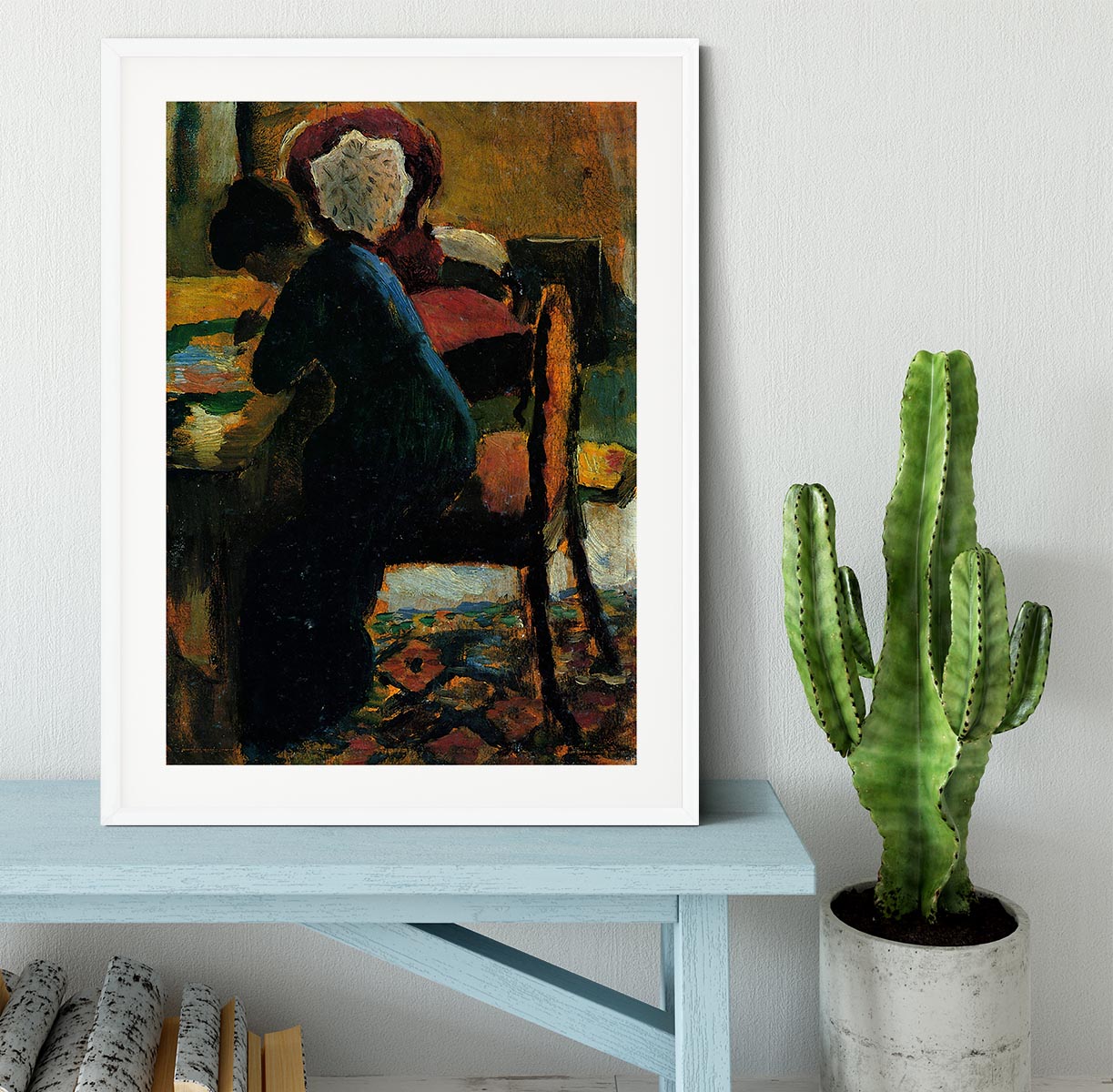 Elisabeth at the desk by Macke Framed Print - Canvas Art Rocks - 5