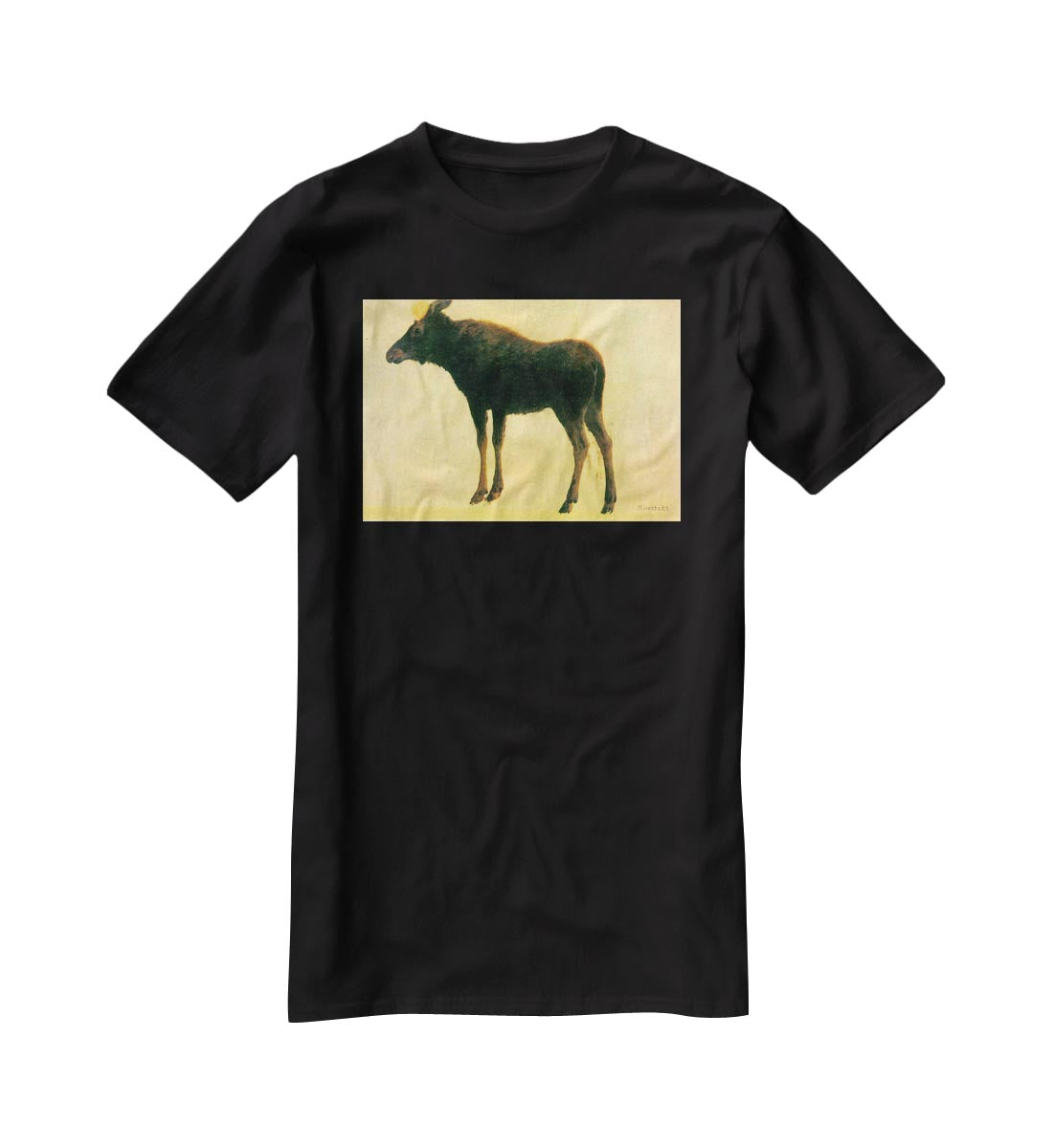 Elk by Bierstadt T-Shirt - Canvas Art Rocks - 1