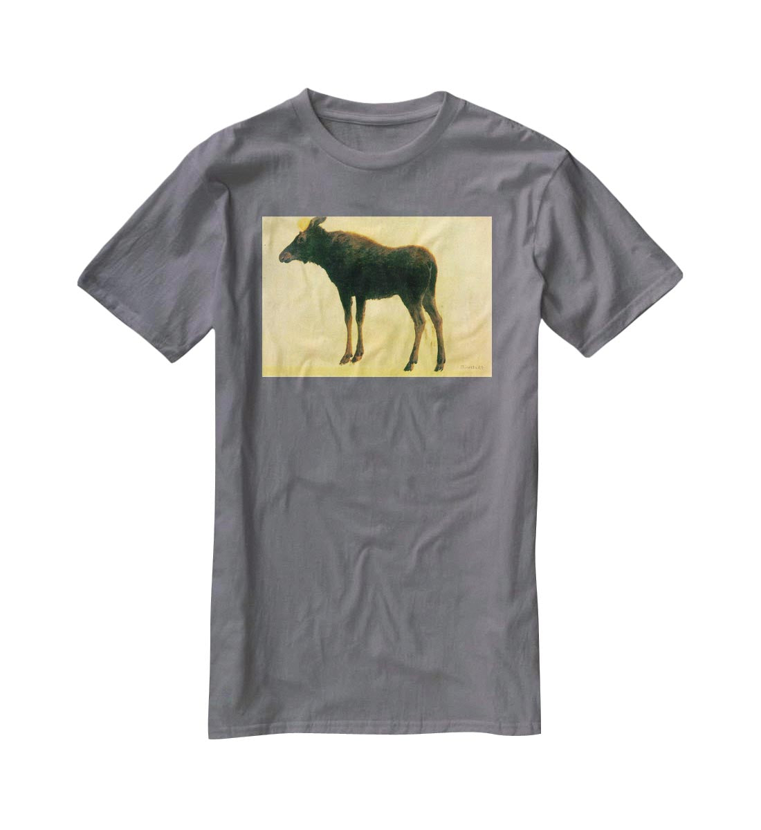 Elk by Bierstadt T-Shirt - Canvas Art Rocks - 3